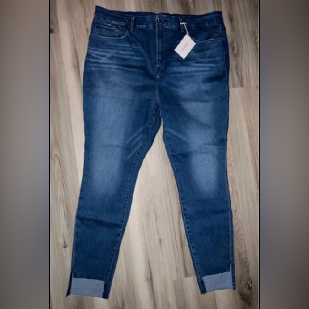 Good American Jeans Womens Plus Size 22. High Rise Skinny Stretch Blue Denim